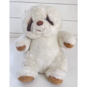 Vintage 1985 ETONE Albino Large White Raccoon Plush Stuff Animal 10” RARE